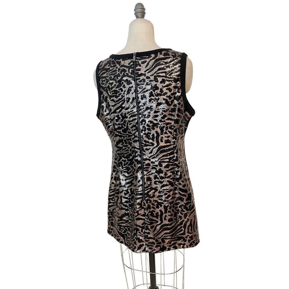 Vince Camuto Leopard & Gold Sequins Sleeveless Top 14 - Picture 3 of 5